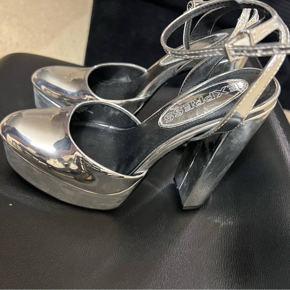 Silver Chunky Platform Sandals/Heels